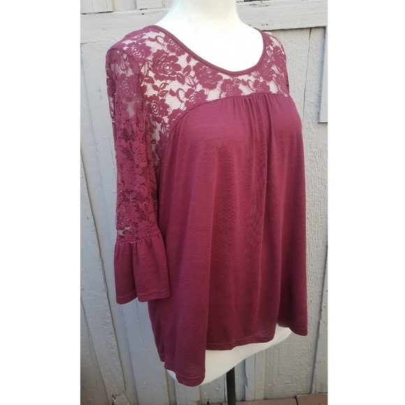 2x Wine top with mesh arm and shoulders bell sleve - Picture 5 of 7